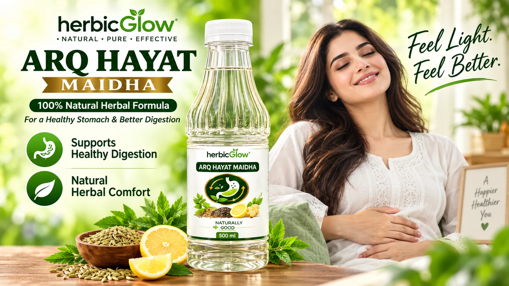Arq Hayat Maidha for digestion stomach comfort natural herbal wellness Herbic Glow