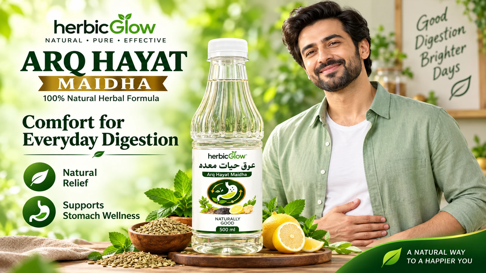 Herbic Glow Arq Hayat Maidha healthy stomach natural digestive comfort for men