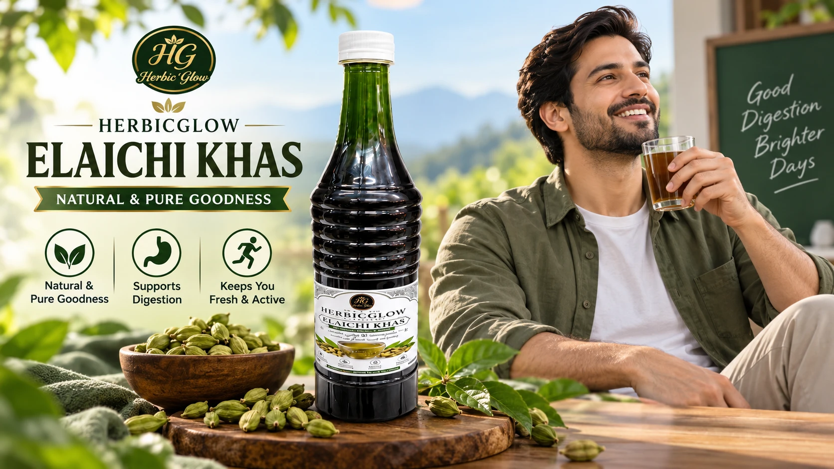 Herbic Glow Elaichi Khas natural pure goodness digestive wellness cardamom refreshment