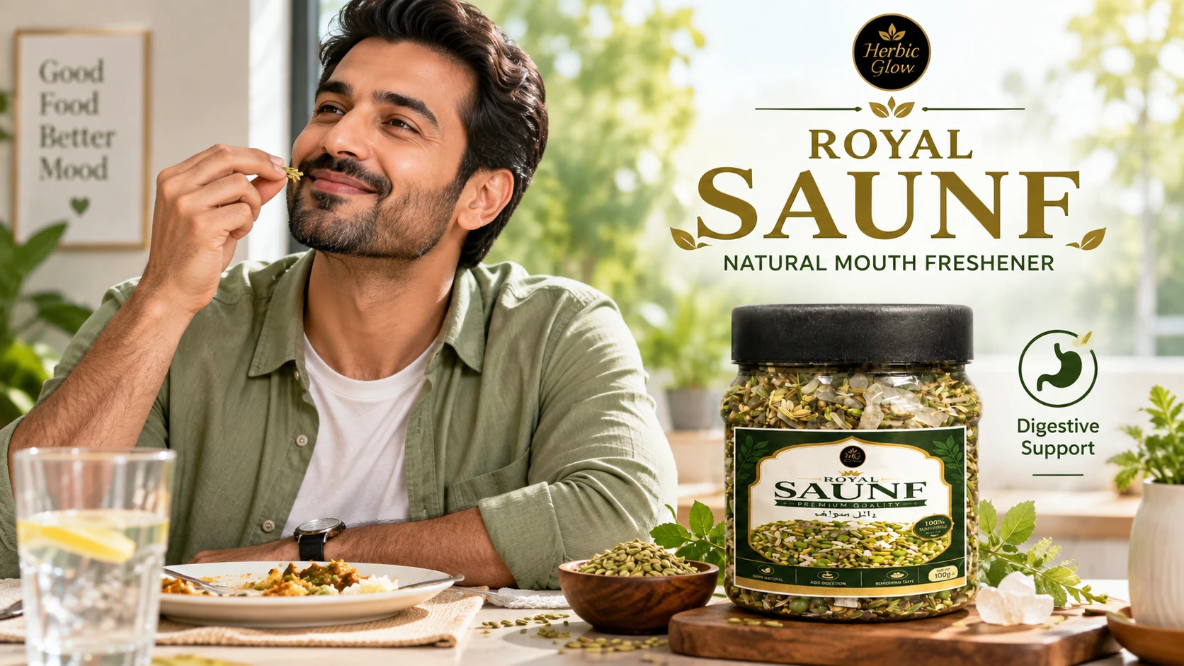 Herbic Glow Royal Saunf after meal fennel mouth freshener digestive support
