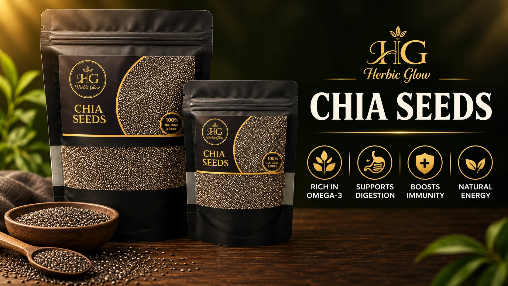 Herbic Glow Chia Seeds premium natural chia seeds Pakistan