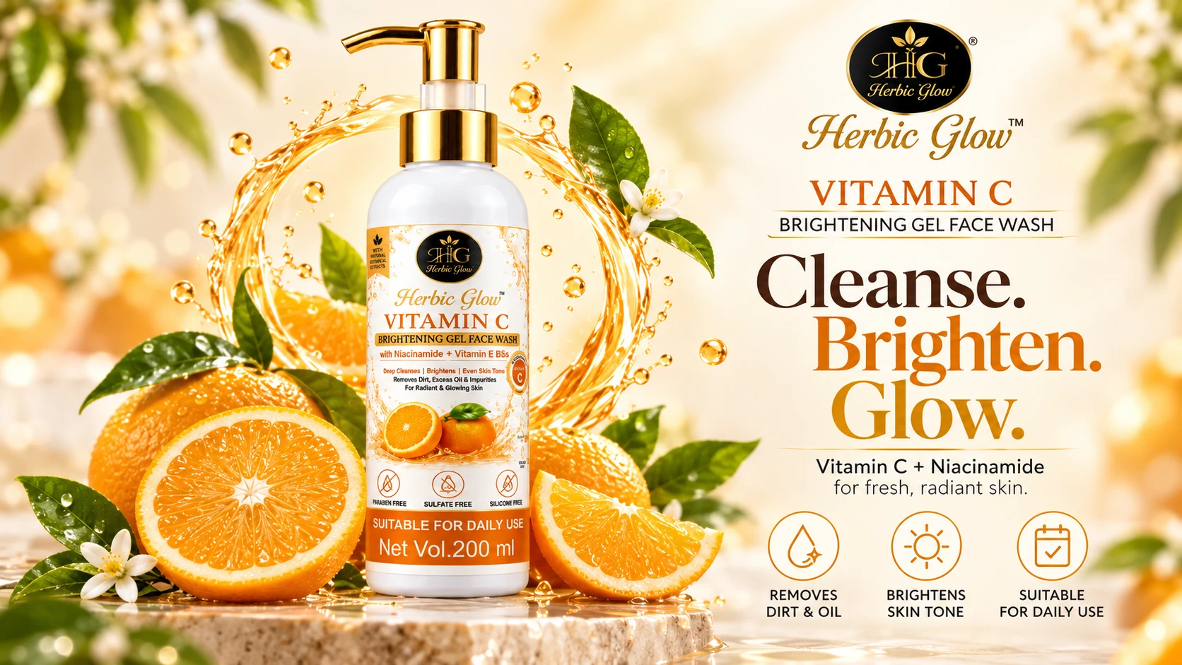 Vitamin C Face Wash before and after brighter smoother skin appearance