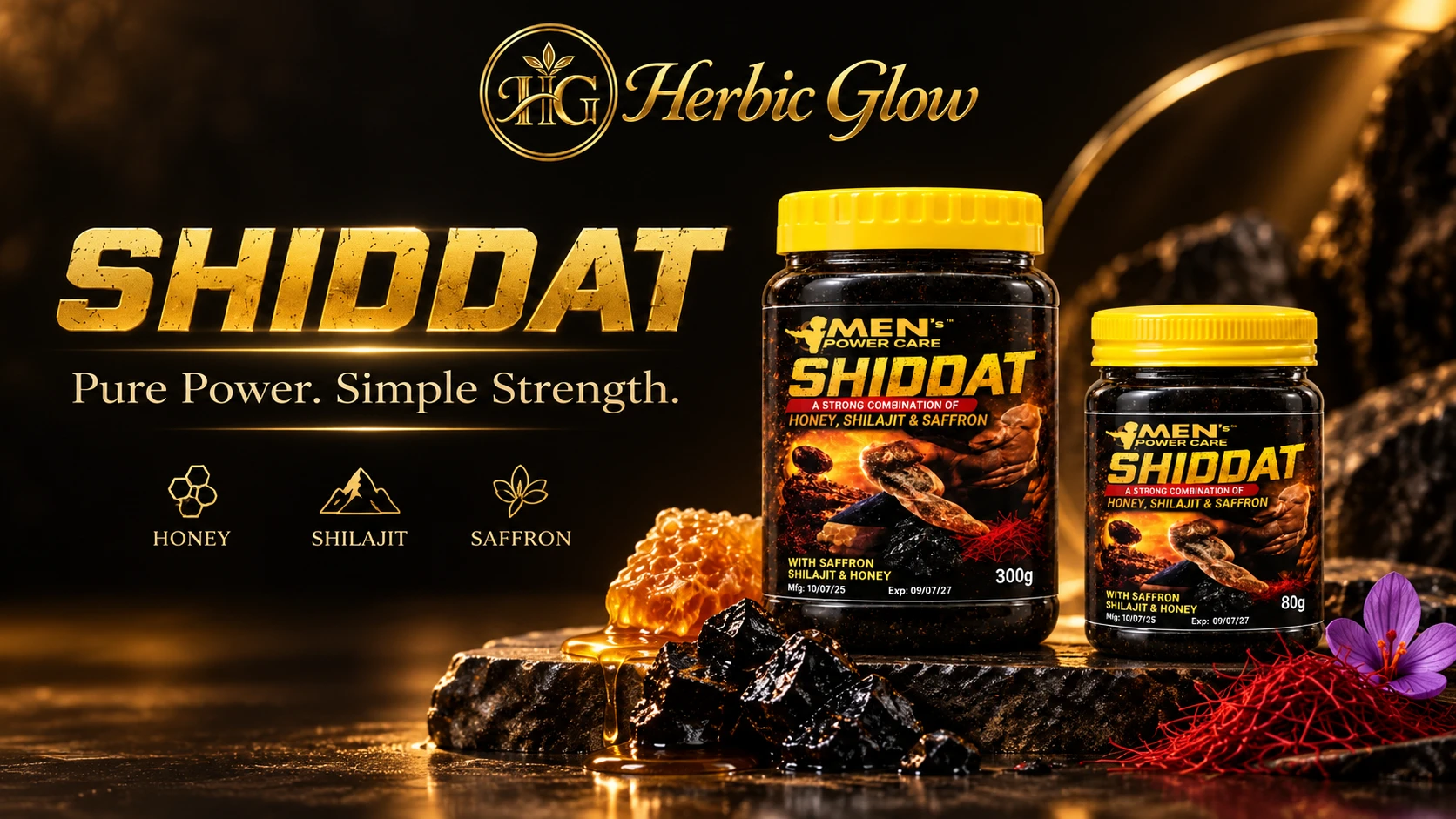 Shiddat by Herbic Glow men's strength stamina and vitality wellness product