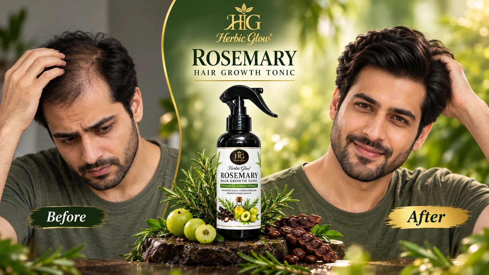 Herbic Glow Rosemary Tonic natural scalp nourishment and stronger hair routine