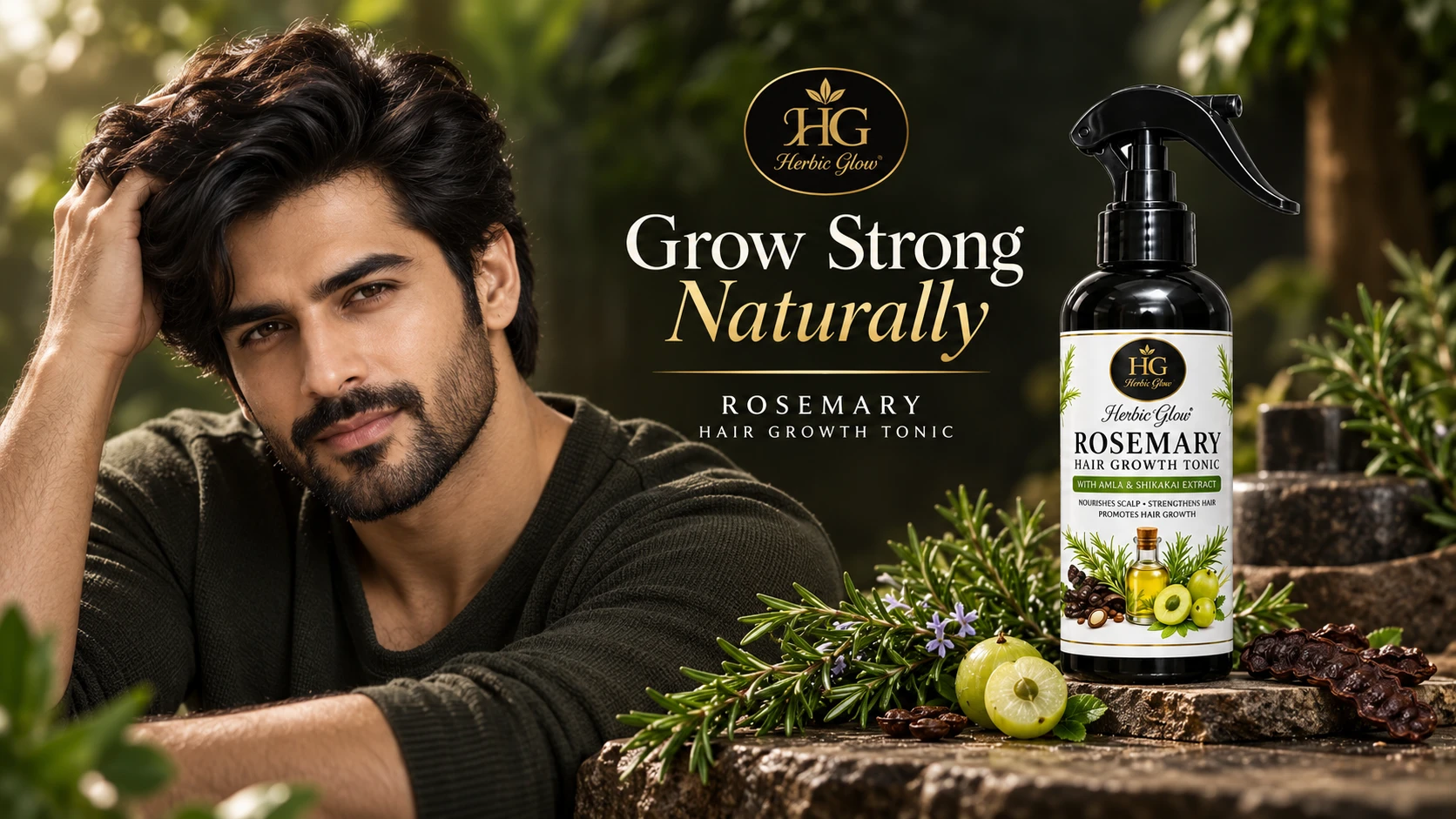Herbic Glow Rosemary Hair Growth Tonic for men and women