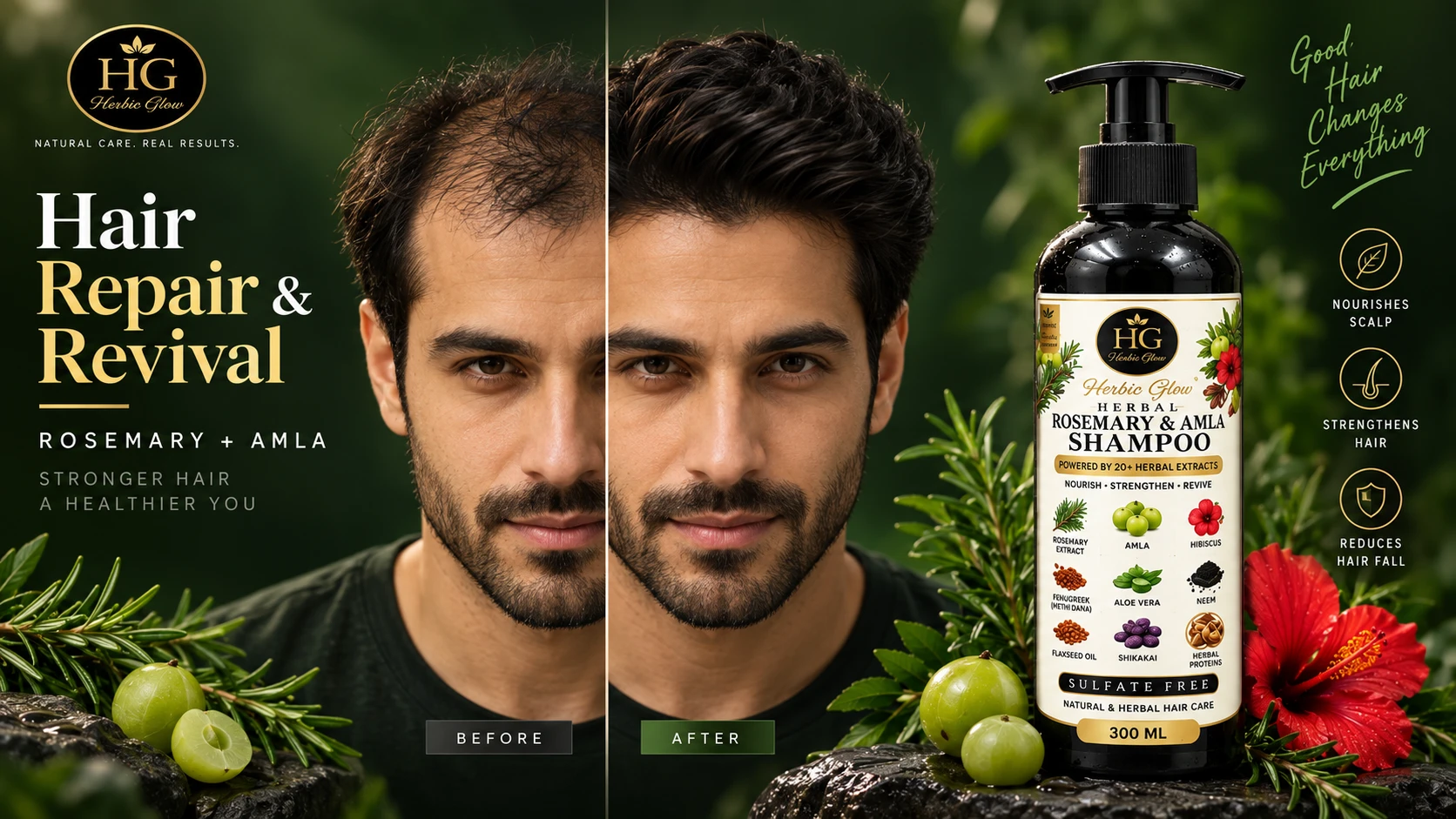 Herbic Glow Rosemary Amla Shampoo stronger healthier shiny hair