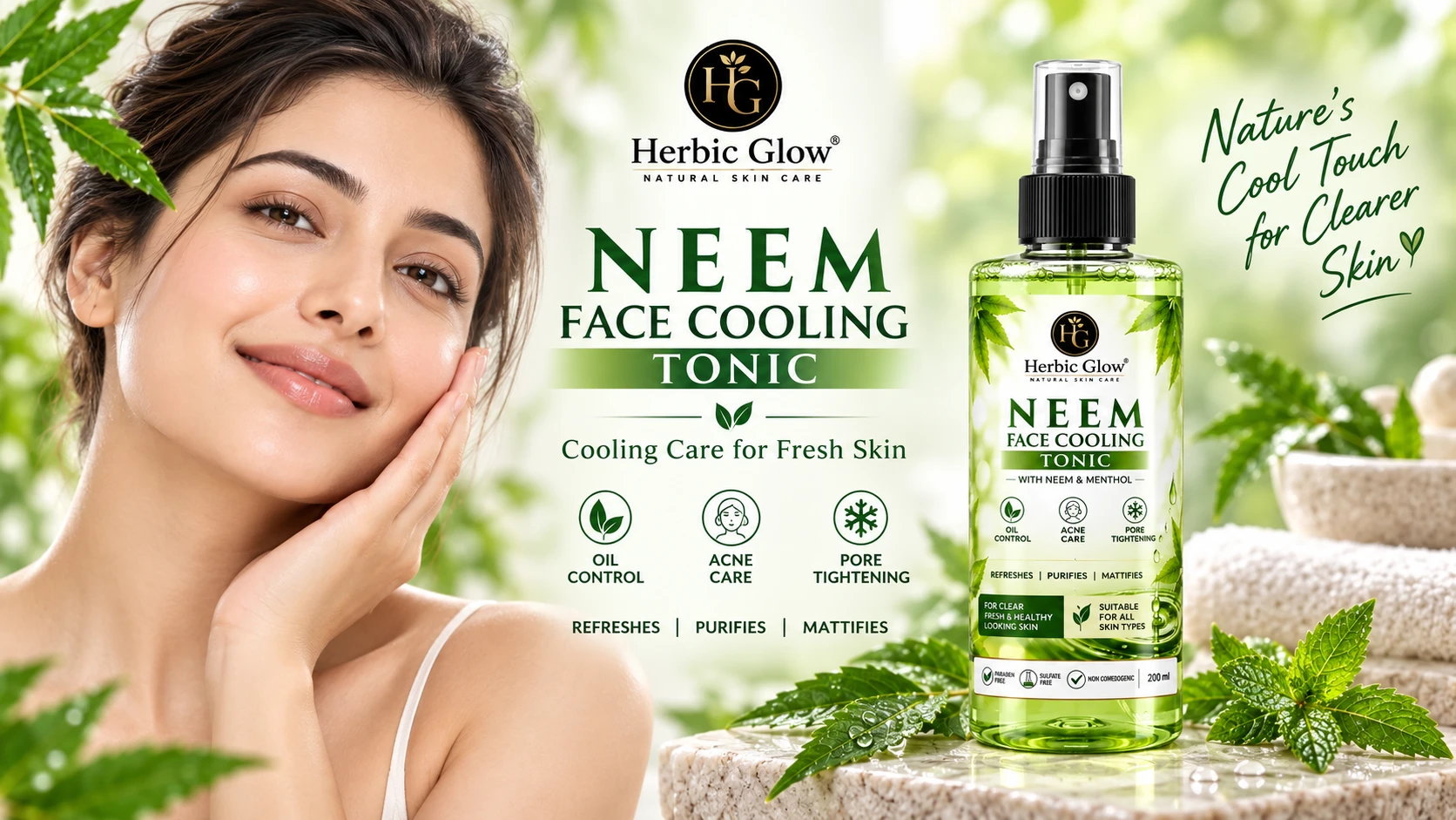 Herbic Glow Neem Face Cooling Tonic with Neem and Menthol Pakistan