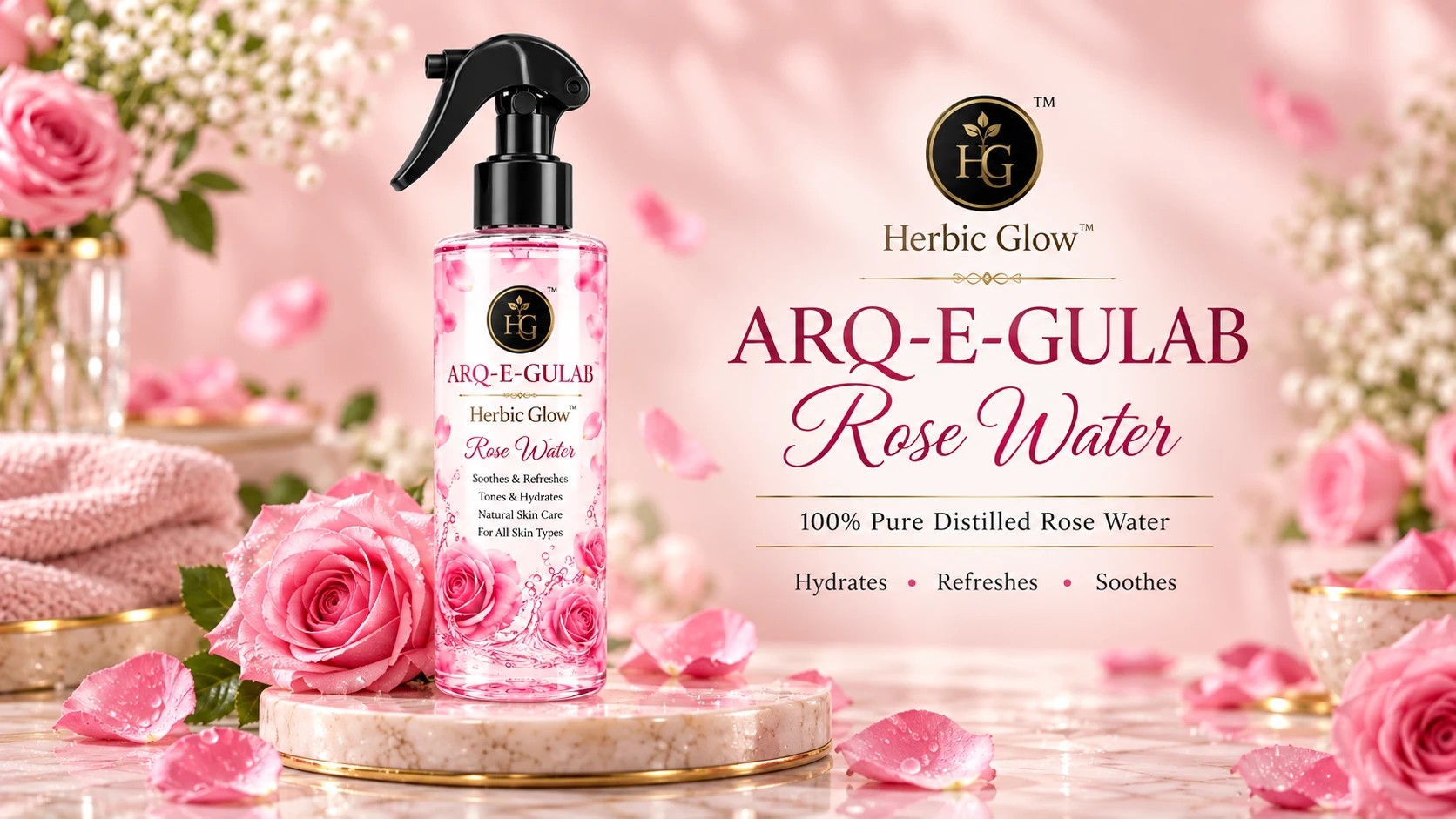 Herbic Glow Rose Water fresh hydration for everyday skin care