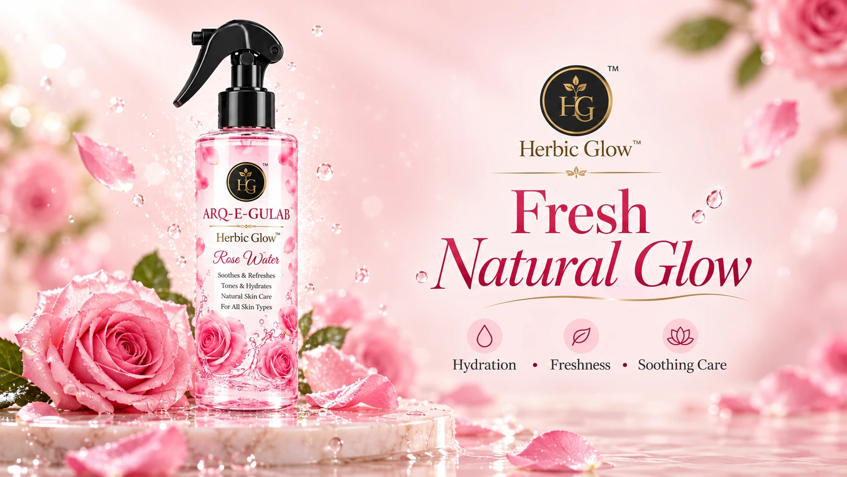Buy Herbic Glow Arq e Gulab pure rose water online Pakistan