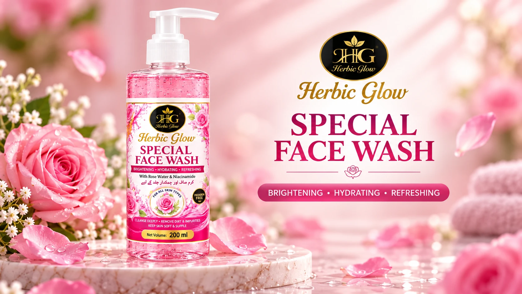 Special Face Wash Rose Water Niacinamide Hyaluronic Acid brightening hydrating refreshing