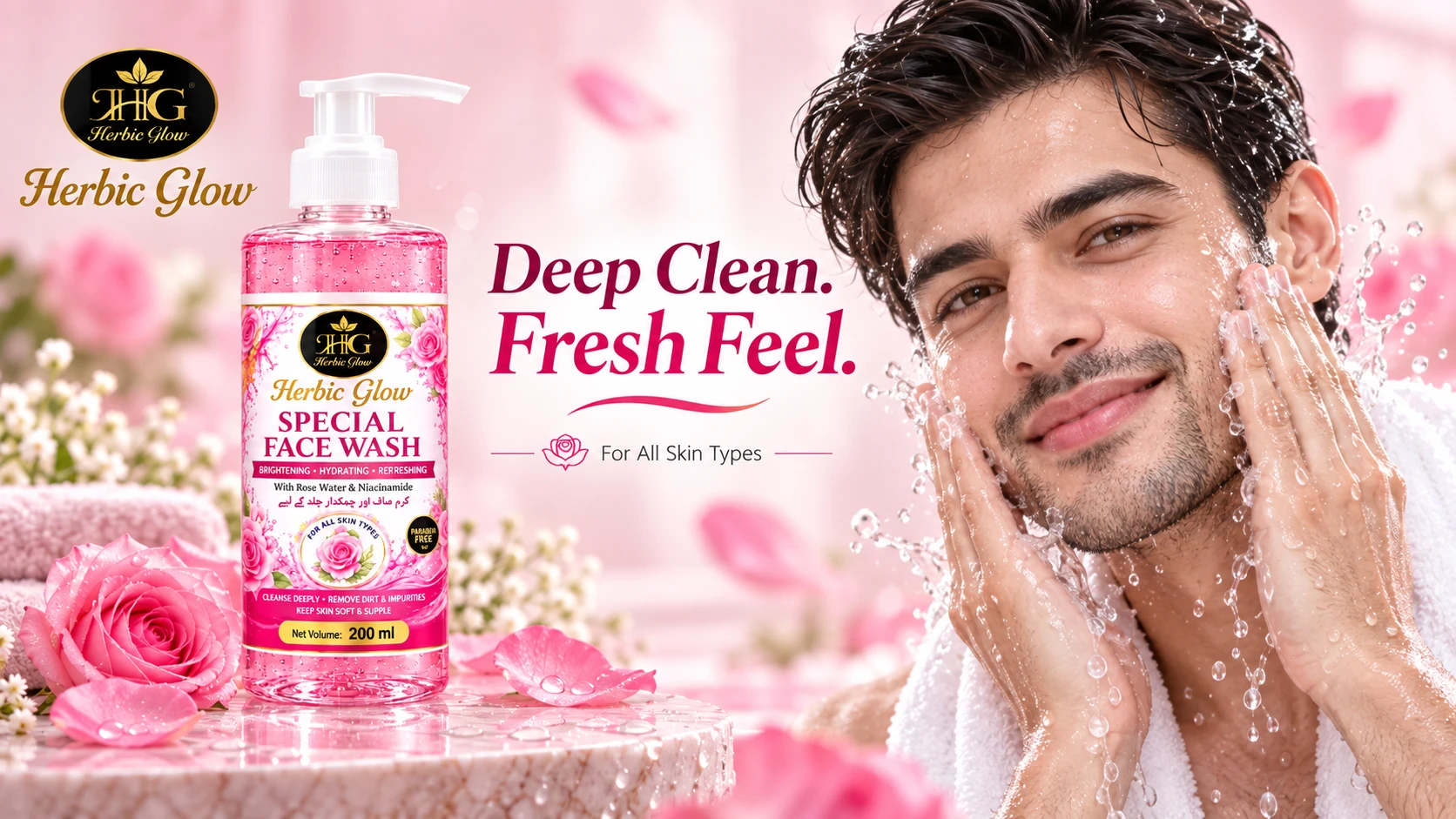 Herbic Glow Special Face Wash deep clean fresh feel for men and women