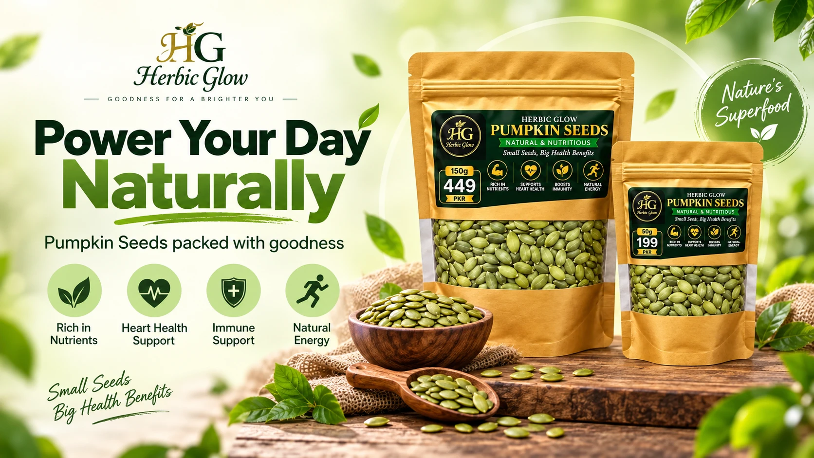 Buy Herbic Glow Pumpkin Seeds 50g and 150g online Pakistan