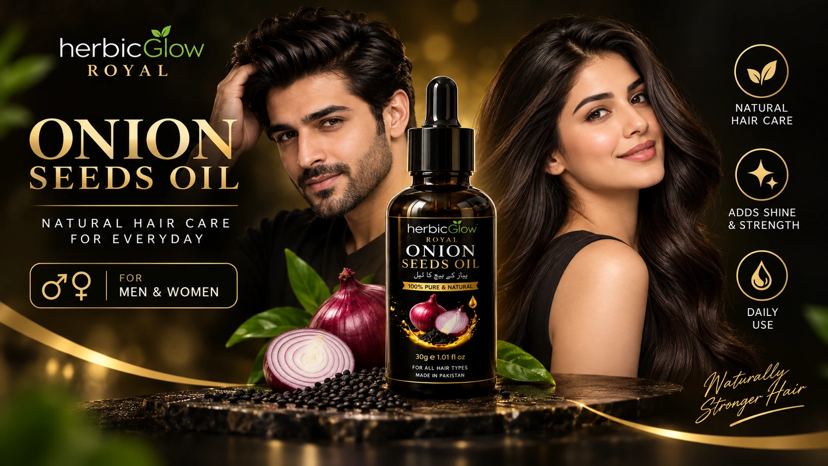 Herbic Glow Royal Onion Seeds Oil for men and women natural hair care
