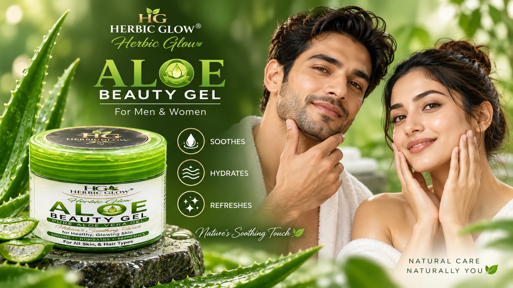 Herbic Glow Aloe Beauty Gel pure aloe vera gel for men and women