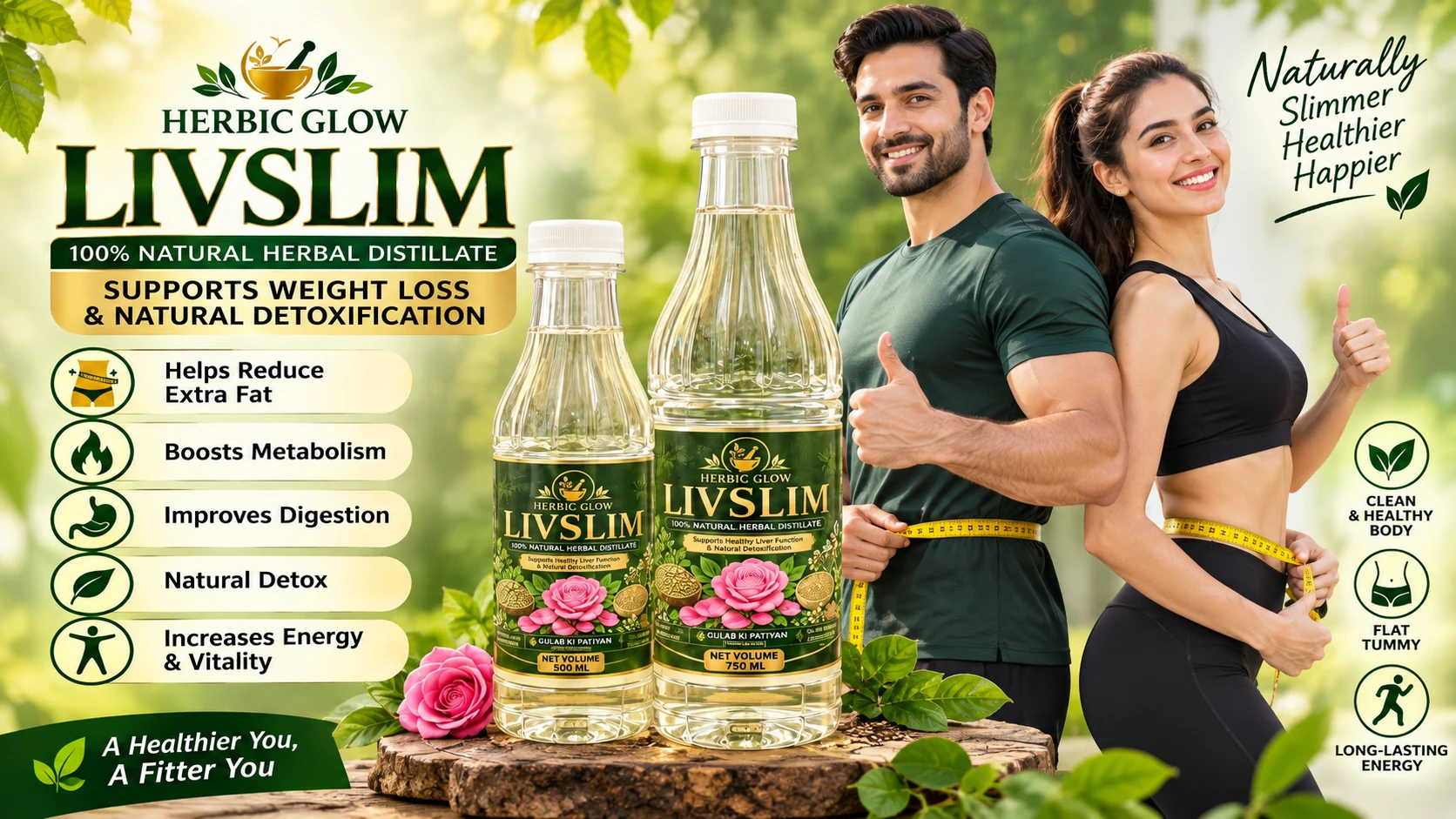 Herbic Glow LIVSLIM 100 percent natural herbal distillate for weight management