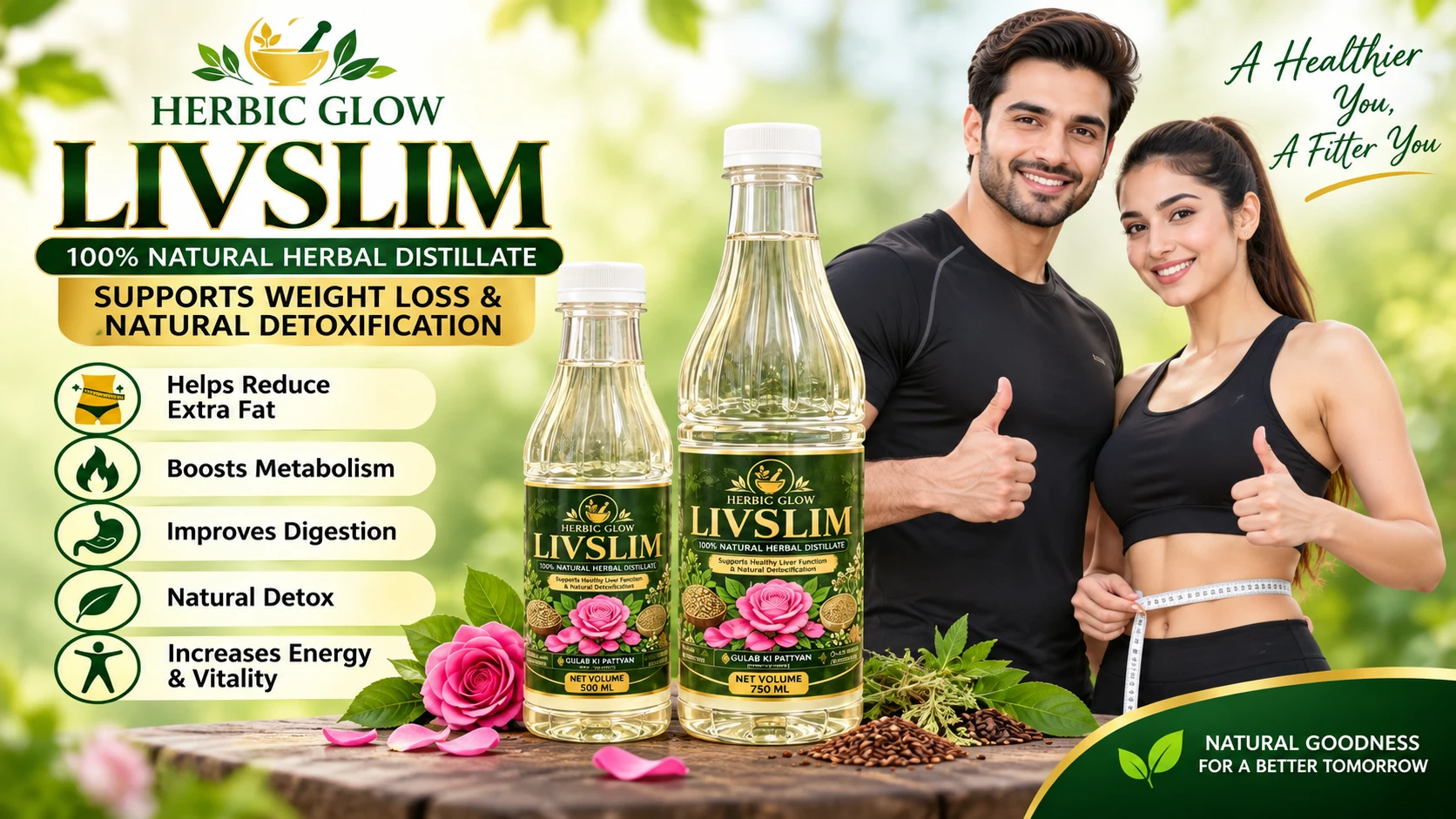 Herbic Glow LIVSLIM herbal distillate for active lifestyle energy vitality and digestion