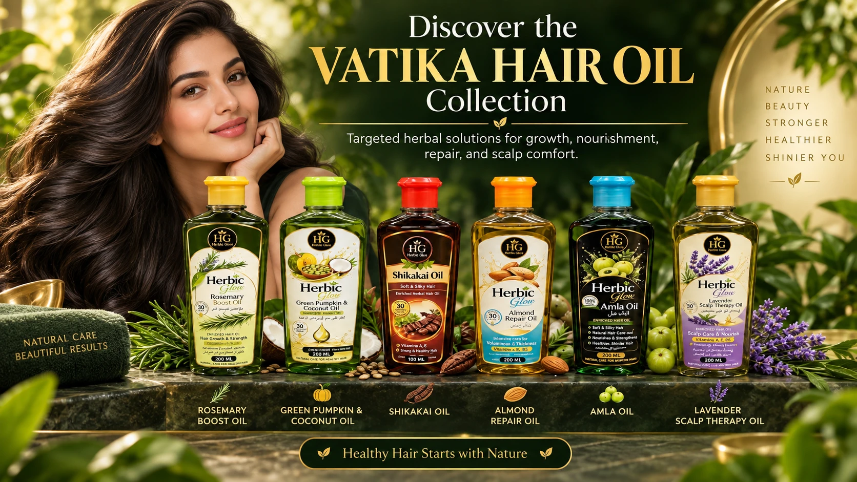 Herbic Glow Vatika Herbal Hair Oil Range with Natural Ingredients